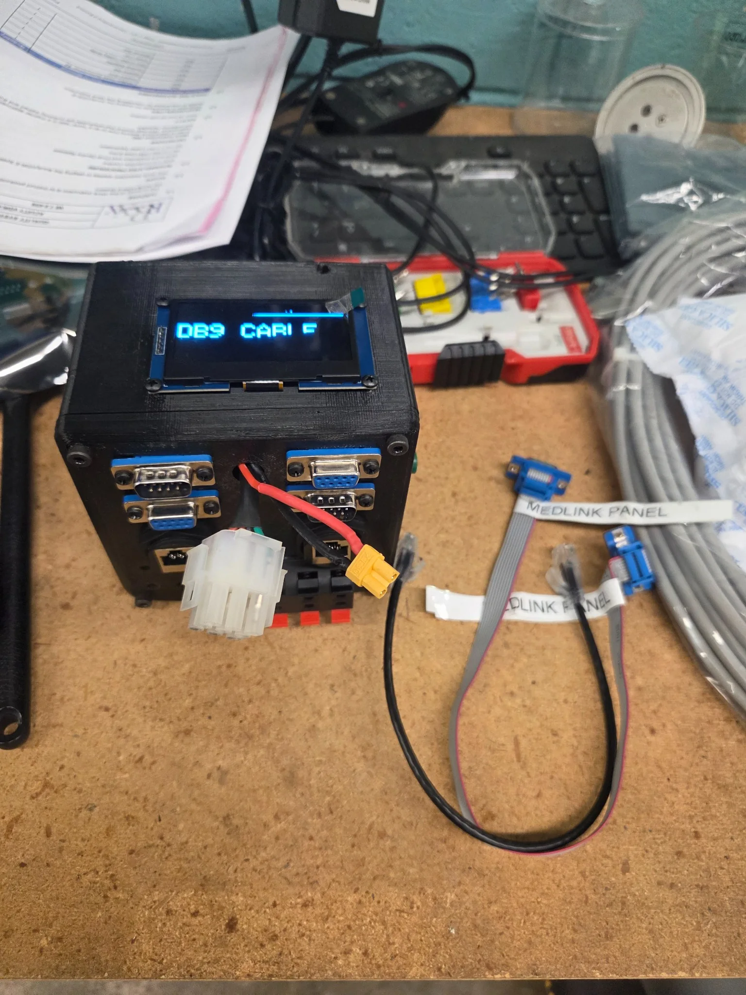 Earlier fixture view showing the physical connector and enclosure development.